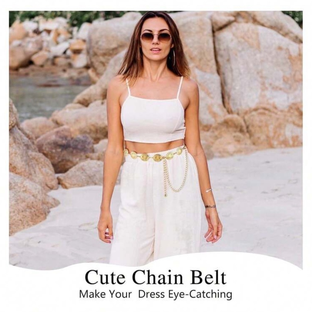 Vintage Style Layered Gold Chain Belt Dress Sweater Belt Womens Accessories - Picture 4 of 13